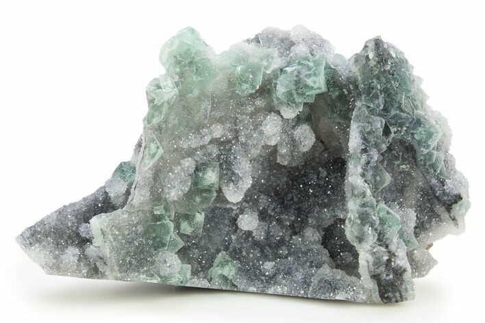 Octahedral Green Fluorite on Sparkling Quartz - China #319957
